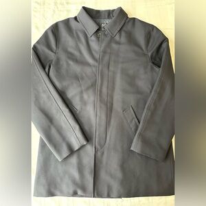 A.P.C. Men's Black Mac Coat - Concealed Placket Car Coat - Size XL
